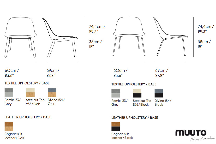 muuto fiber lounge chair afmetingen kleuren