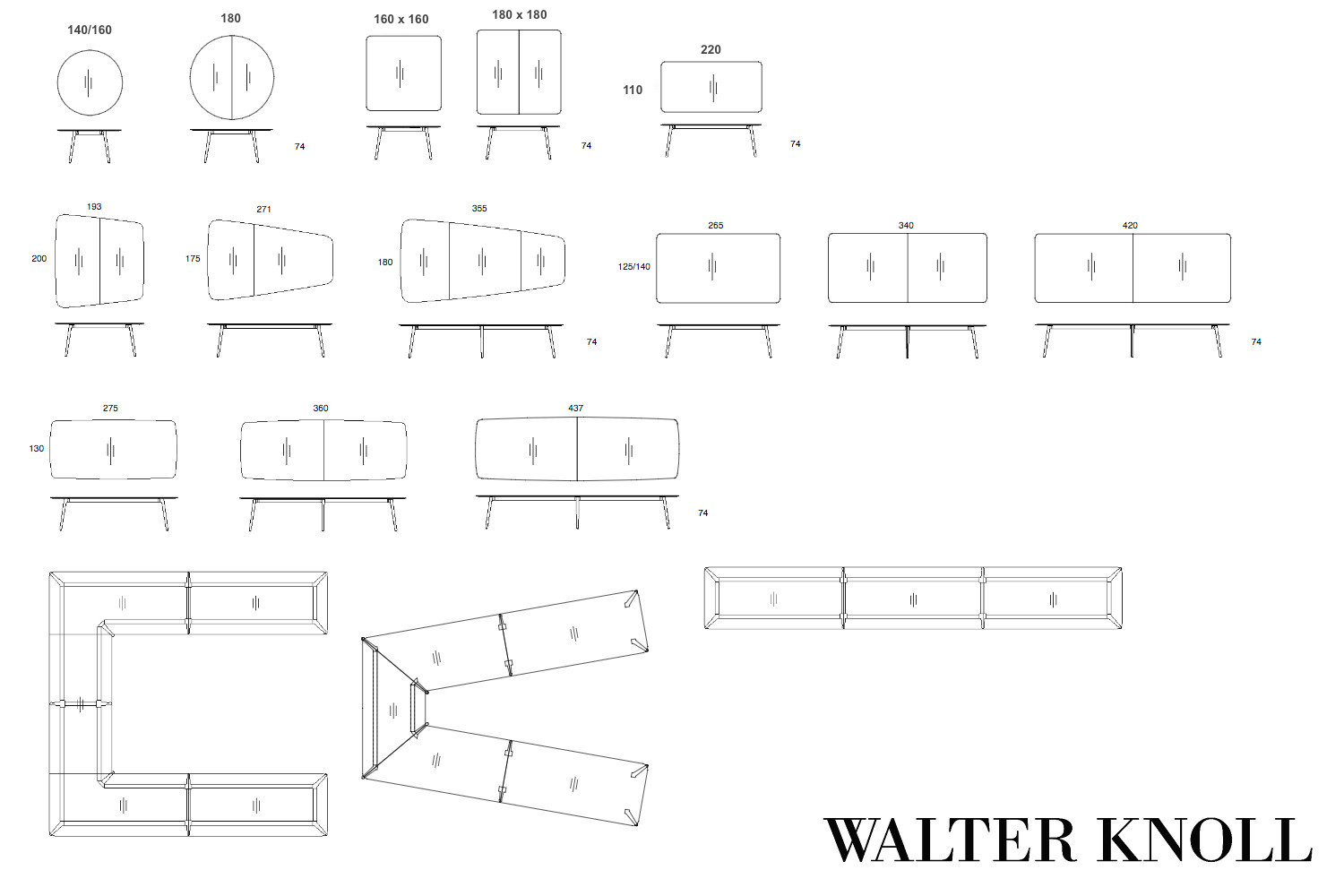 walter knoll keypiece vergadertafel afmetingen configuraties