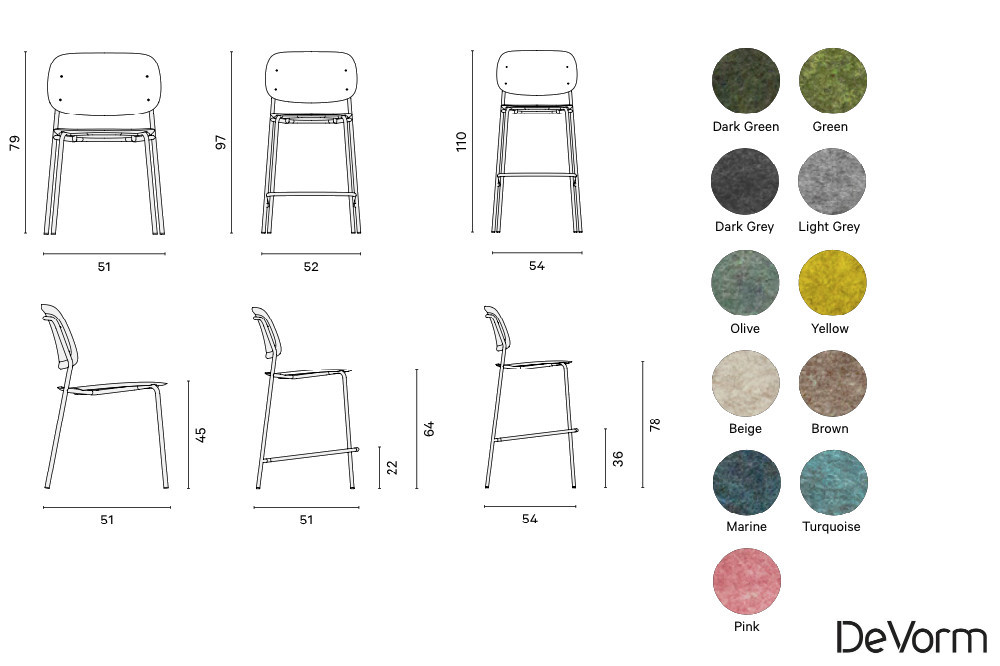 de vorm hale stoelen afmetingen kleuren